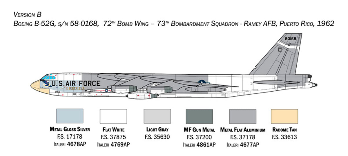 Italeri 1:72 B-52G Stratofortress Early version with Hound Dog Missiles - Modelfly