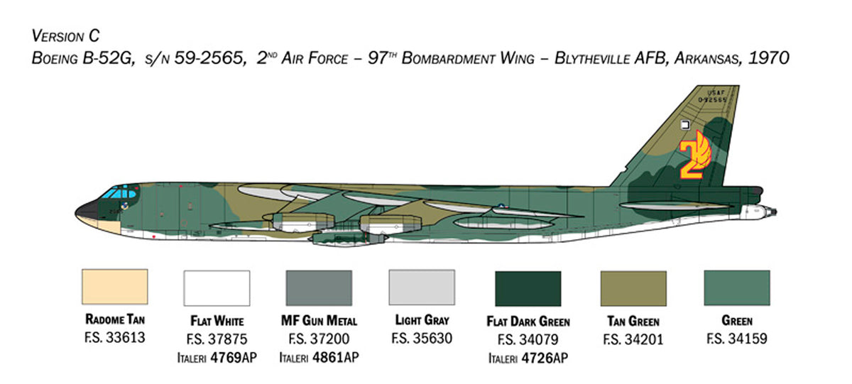 Italeri 1:72 B-52G Stratofortress Early version with Hound Dog Missiles - Modelfly