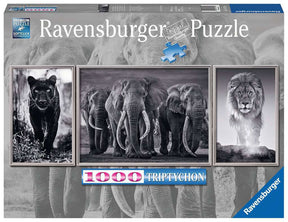 Ravensburger 1000 brikker - sort / hvid dyr panorama