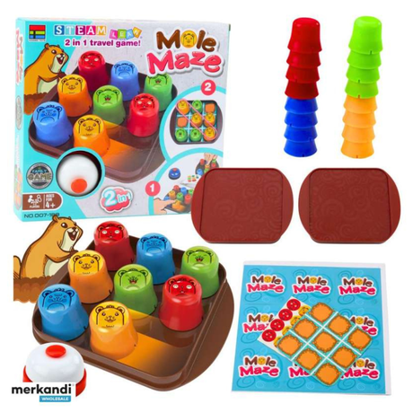 Arcade Spil 2-i-1 Mole Maze - Quick Cups & Kryds og Bolle