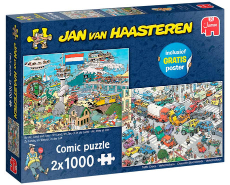 Jan van Haasteren 2 x 1000 - Traffic Chaos & By Air Land and Sea
