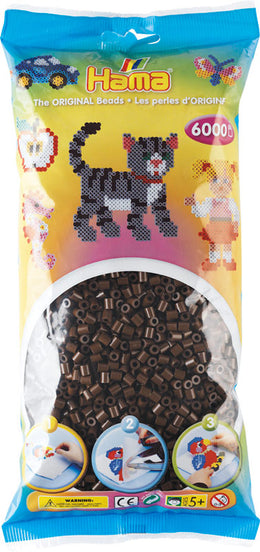 Hama midi perler 205-12 - 6000 stk. brune