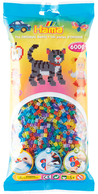 Hama midi perler 205-54 - 6000 stk. transparent glitter mix