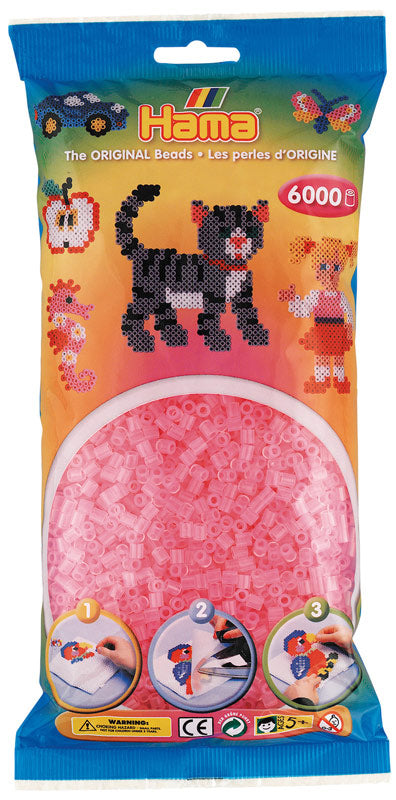 Hama midi perler 205-72 - 6000 stk. Transparent pink