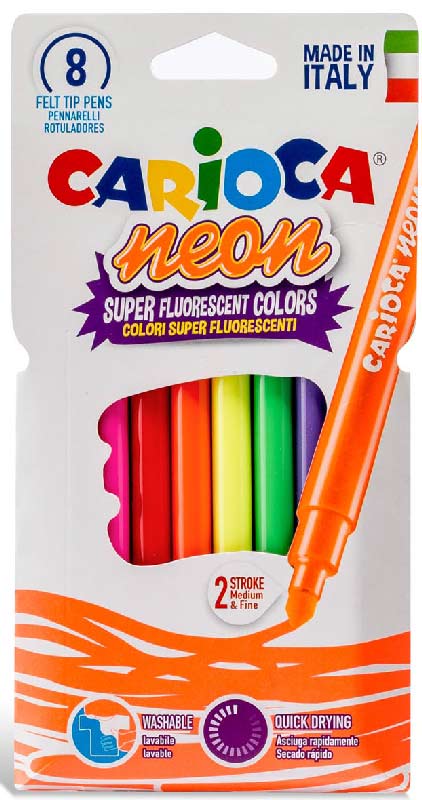 Carioca neon tusser - 8 stk.