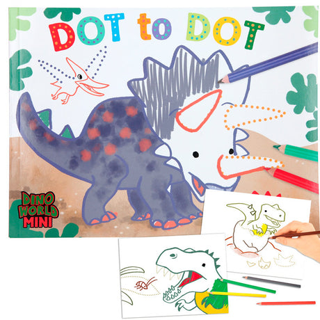 Dino World Mini - Prik til prik malebog