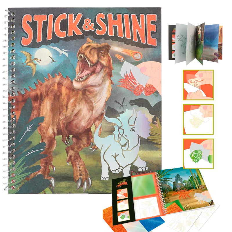 Dino World Malebog - Stick & Shine