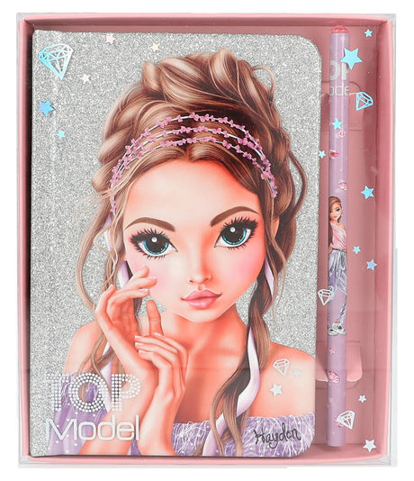 TopModel Notesbog med blyant - Glitter Queen