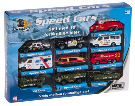 Speedcar 10 metal biler militær og udrykning