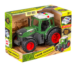 Traktor med lys, lyd og friktion – 19 cm