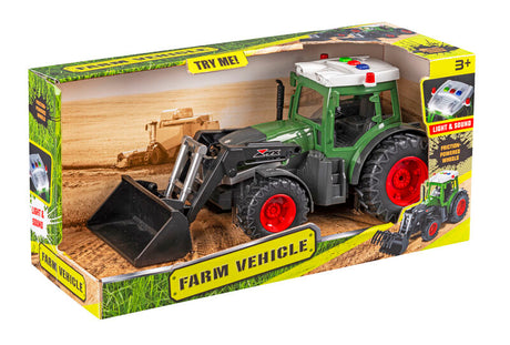 Traktor med skovl – lys, lyd og friktion, 27 cm