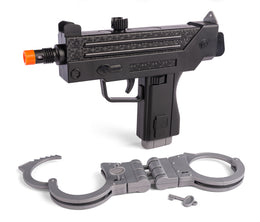 Politi Legetøjsmaskinpistol (UZI) med Håndjern, Lys og Lyd