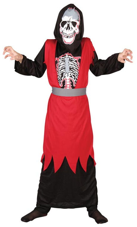 Skeletspøgelse med maske - str. 140 cm