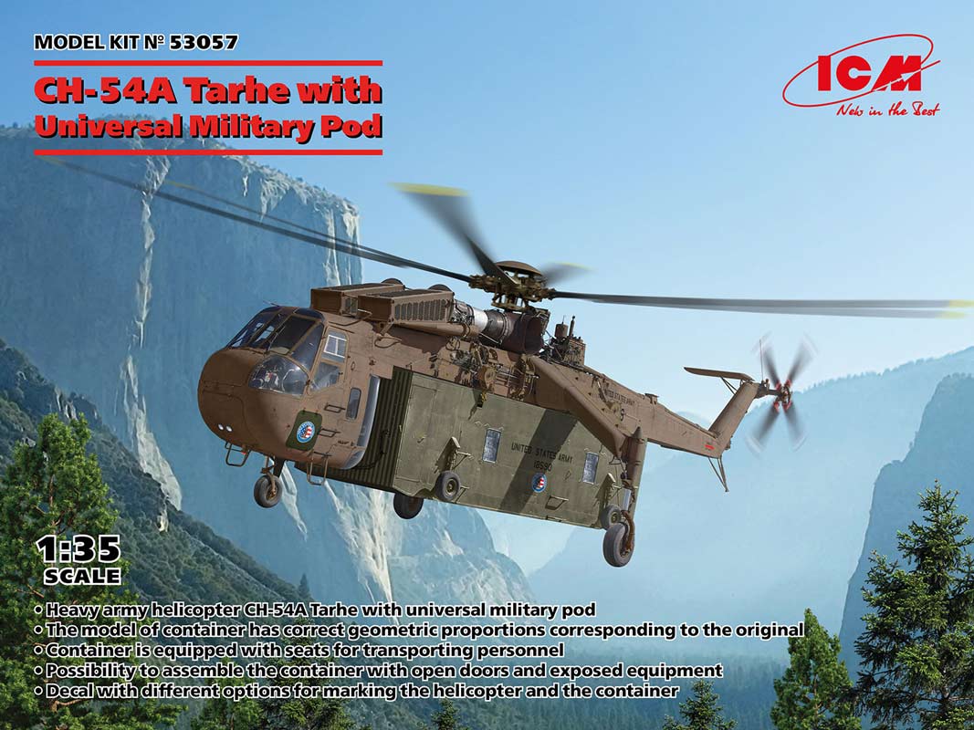 ICM Sikorsky CH-54A helicopter with Universal Military Pod - 1:35