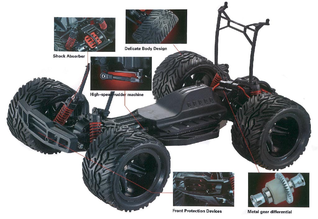 Fjernstyret bil Blackzon monster truck red - 1:12