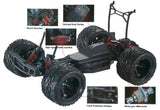 Fjernstyret bil Blackzon monster truck red - 1:12