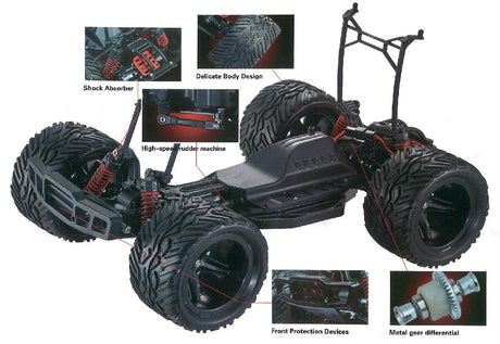 Fjernstyret bil Blackzon monster truck red - 1:12