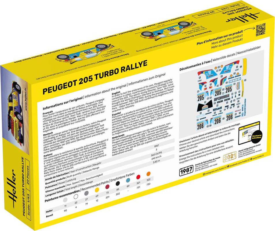 Heller Peugeot 205 Turbo rally modelbil start kit - 1:43