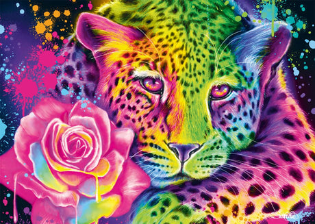 Puslespil 1000 brikker - Neon leopard