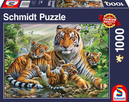 Puslespil 1000 brikker - Tigerfamilie