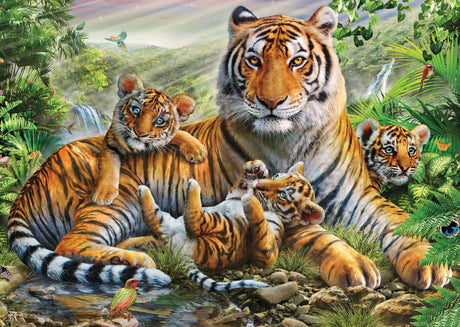 Puslespil 1000 brikker - Tigerfamilie