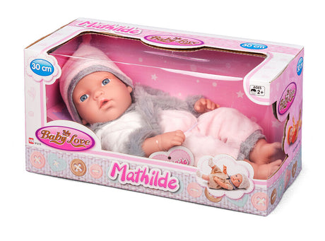My Baby Love Mathilde dukke 30 cm – lyserød dragt & grå jakke