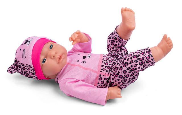 My Baby Love Liva dukke 41 cm – lyserødt sæt med leopardmønster
