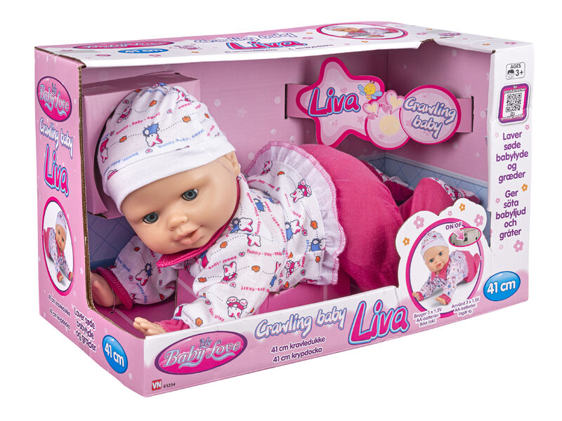 My Baby Liva kravledukke – med babylyde 41 cm