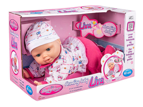 My Baby Liva kravledukke – med babylyde 41 cm
