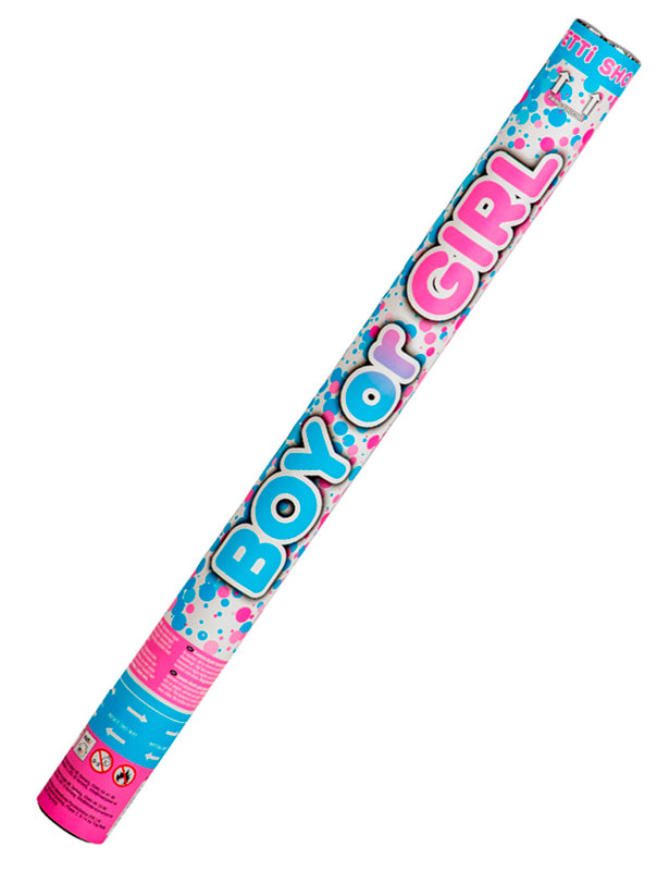 Konfettirør med lyseblå konfetti - 60 cm.