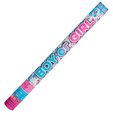 Konfettirør med pink konfetti - 60 cm.