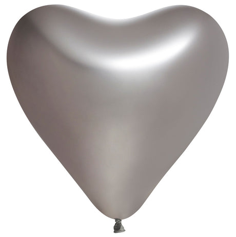 Hjerteballoner i sølv – 5 stk. (30 cm)