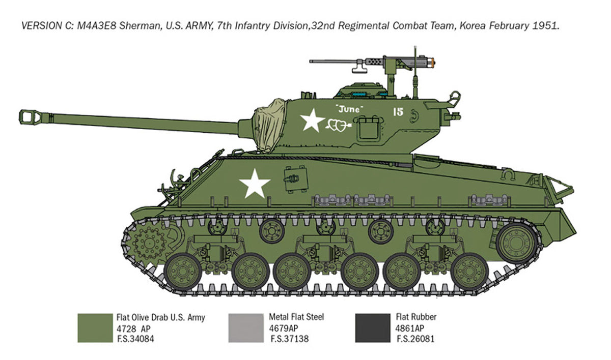 Italeri 1:35 Sherman M4A3E8 Korean war - Modelkampvogn