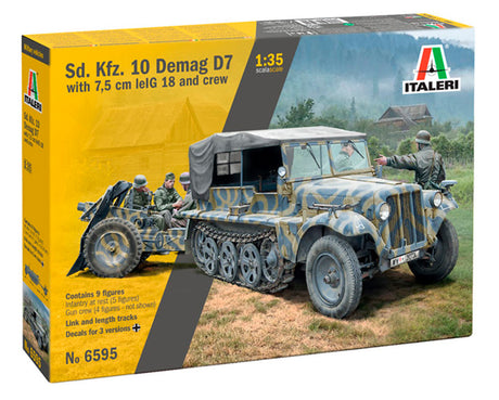 Italeri 1:35 Sd. Kfz. 10 Demag D7 leIG 18 m. mandskab - Model artillerisystem
