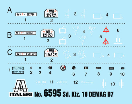 Italeri 1:35 Sd. Kfz. 10 Demag D7 leIG 18 m. mandskab - Model artillerisystem