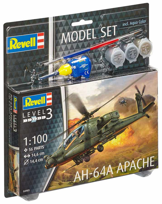 Revell AH-64A Apache - scala 1:100 Med lim og maling