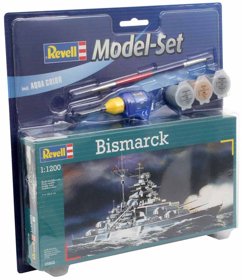 Revell krigsskibet Bismarck - scala 1:1200 Med lim og maling