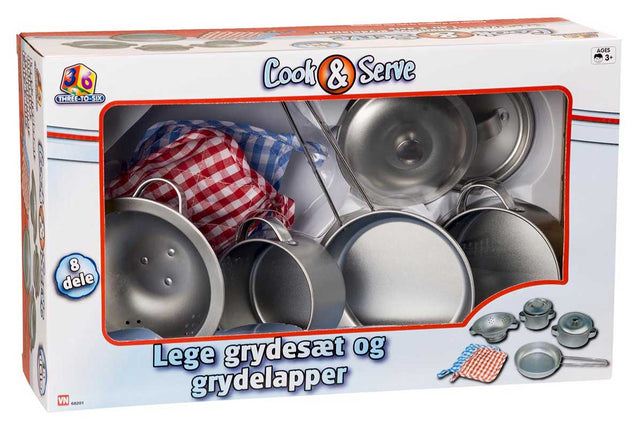 Gryde sæt i tin 3-2-6 med 8 dele