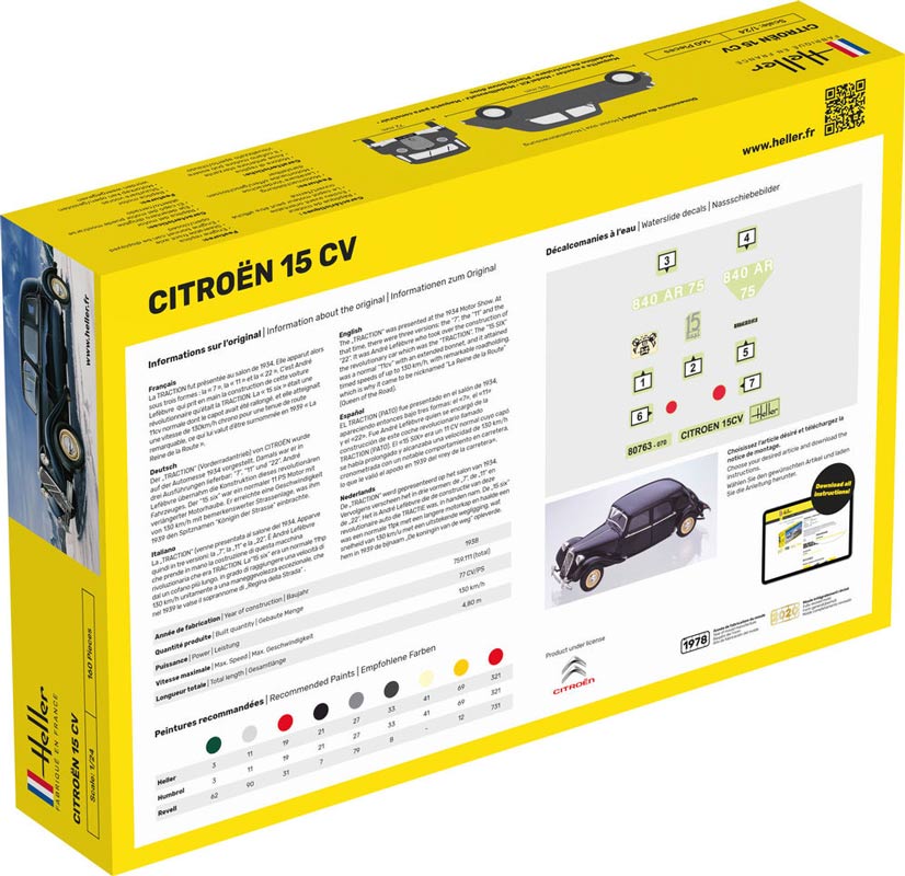 Heller Citroën 15 CV 1938 modelbil - 1:24