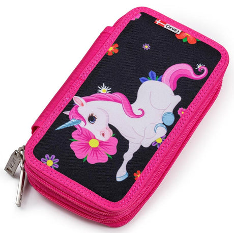 JEVA penalhus med indhold - My Flower unicorn TWOZIP