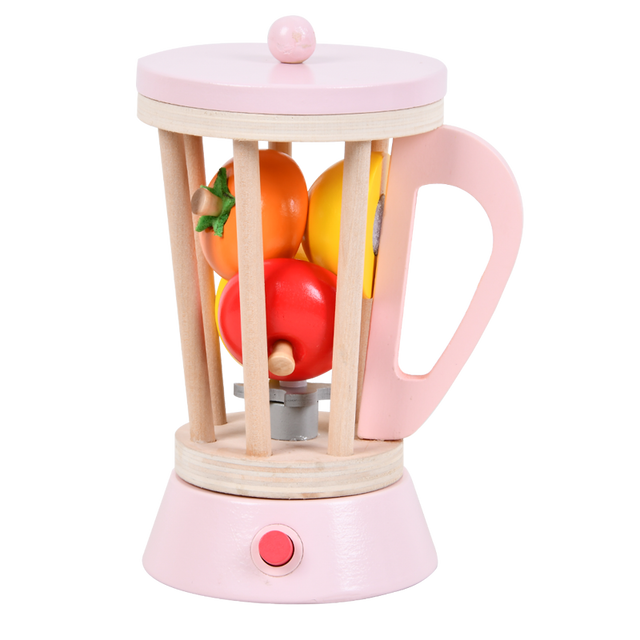 Træ Smoothie Blender Legetøj – Med Skærefrugter og Kop (6 Dele)