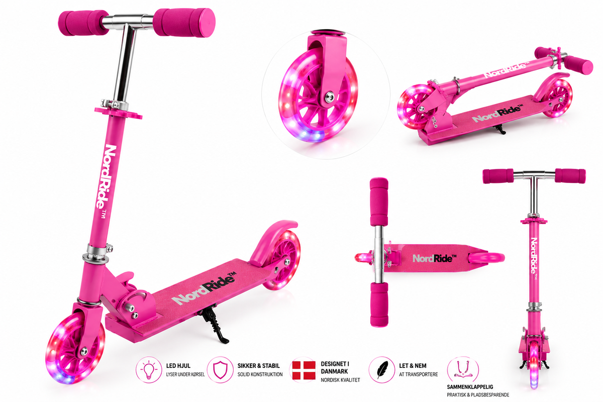 Løbehjul - Nordride med LED - Pink
