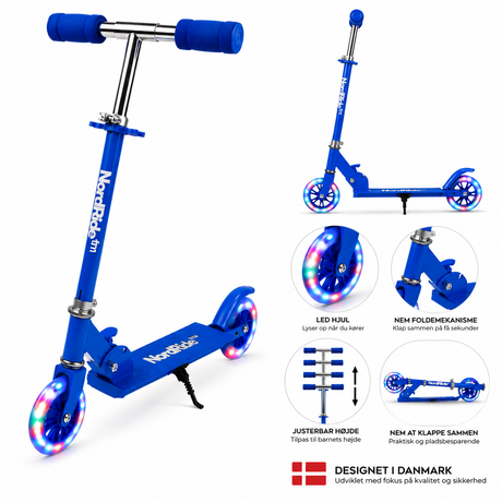 Løbehjul - Nordride med LED - Blå