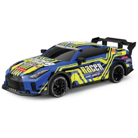 TEC-TOY Racer R/C 1:18 (20 km/t), 2,4GHz w/light & Try Me blue/yellow