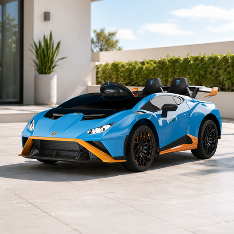 Lamborghini Huracán STO til Børn 12V - Blå Sporty Model med LED og Musik