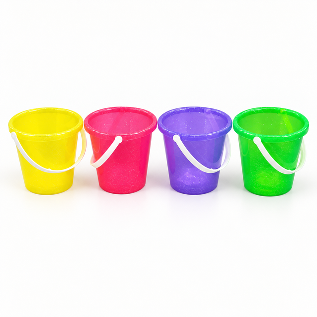 Glitterspand Ø17 x H16 cm - 4 assorterede farver