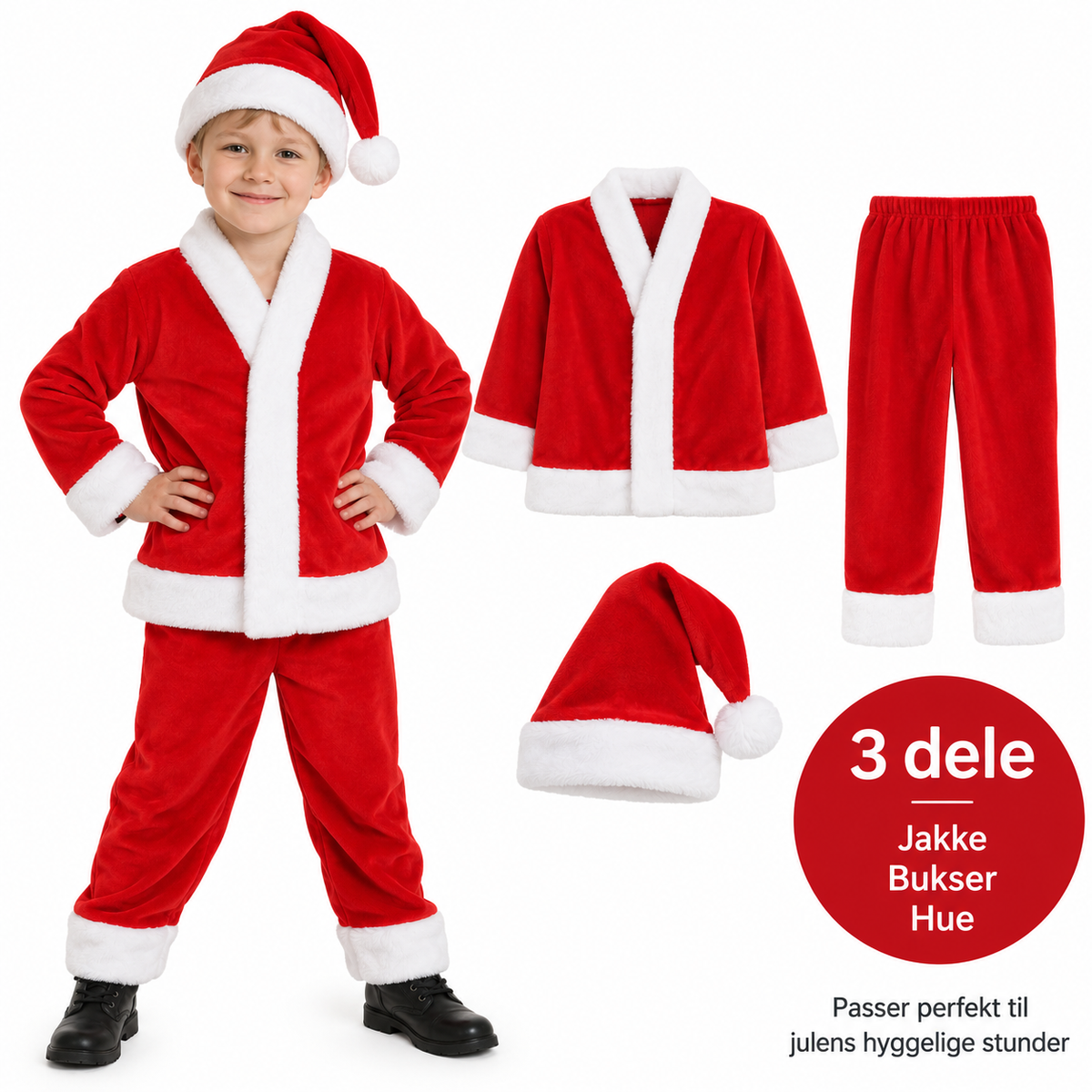 Julemandskostume til børn - 3 dele