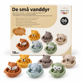 De Små Vanddyr - Badelegetøj med 3 Dyr og 3 Både, 6 Dele - Assorteret