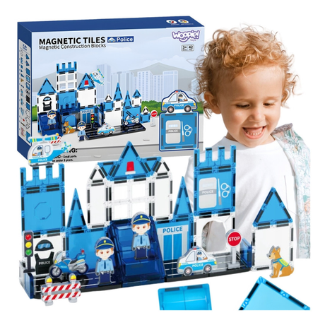 Magnetic Tiles Police byggesæt 42 dele