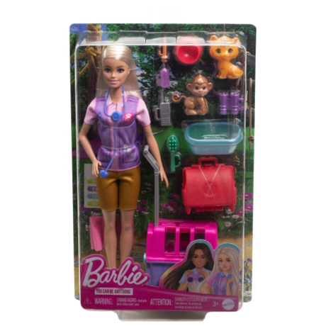 Barbie dyrlæge legesæt med dukke og dyr